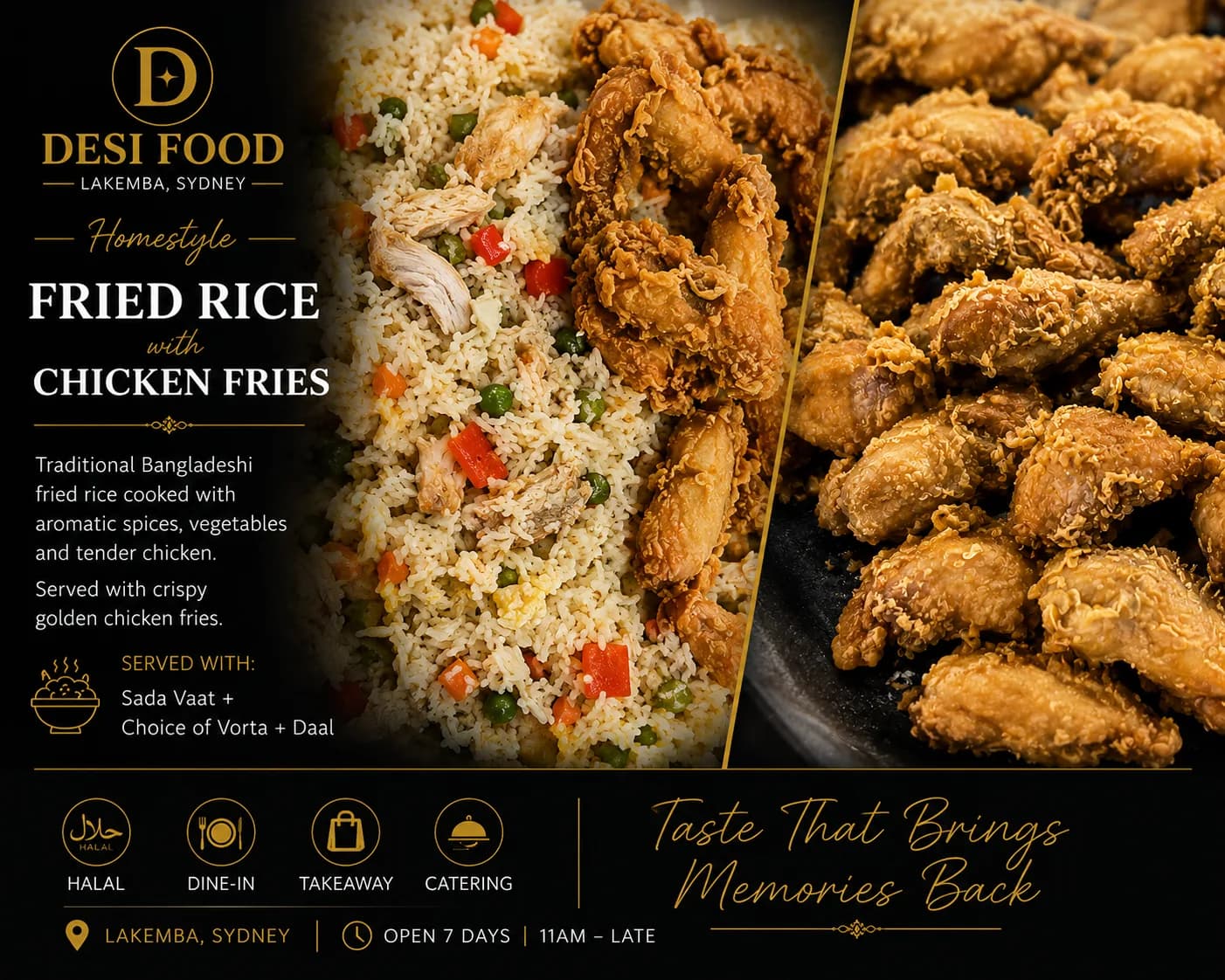 Fried Rice with fried chicken — fresh Bangladeshi signature specials at Desi Food Lakemba