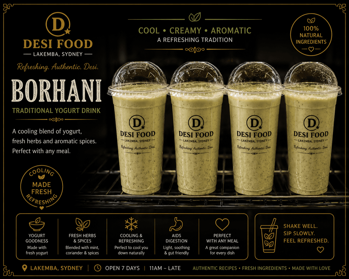 Borhani — fresh Bangladeshi drinks at Desi Food Lakemba