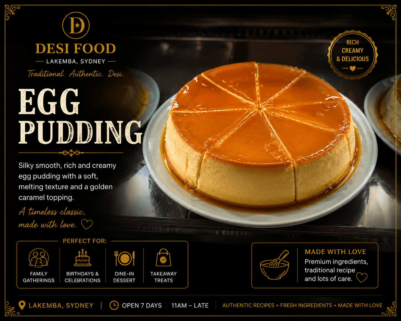 EGG PUDDING — fresh Bangladeshi desserts at Desi Food Lakemba